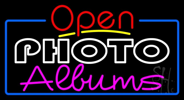 Photo Albums With Open 4 Neon Sign