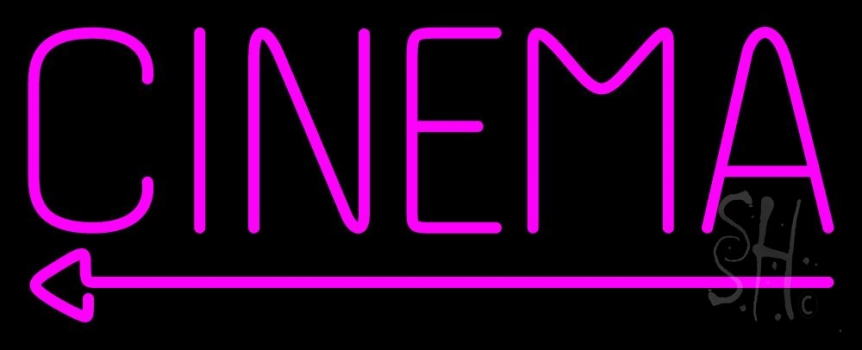 Pink Cinema With Arrow Neon Sign