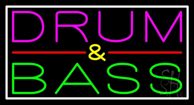 Pink Drum And Green Bass With Border Neon Sign