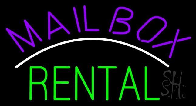 Purple Mailbox Green Rental Block Neon Sign