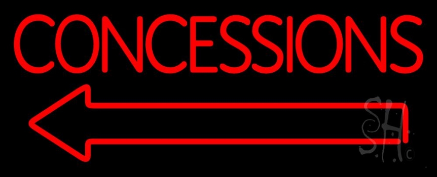 Red Concessions With Arrow Neon Sign