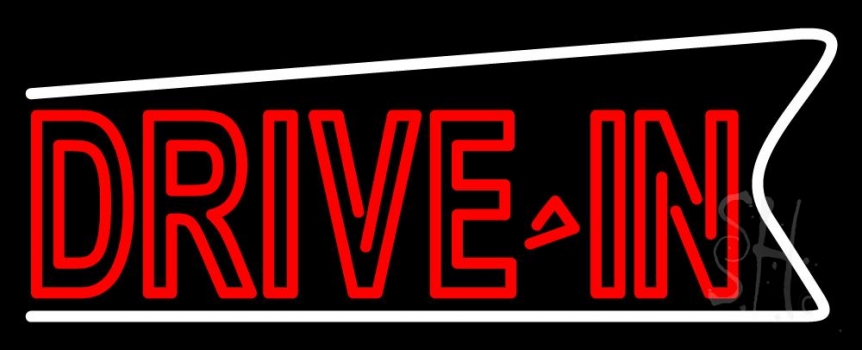 Red Double Stroke Drive In Neon Sign