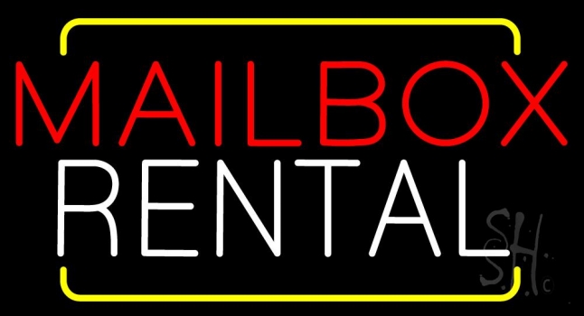 Red Mailbox Blue Rental Neon Sign