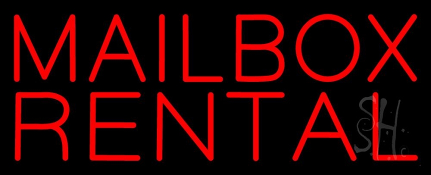 Red Mail Box Rentals Block Neon Sign