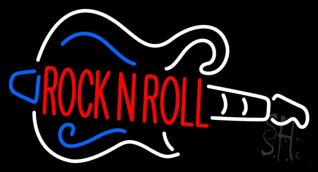 Red Rock N Roll Guitar Neon Sign