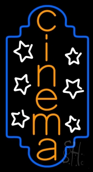 Vertical Orange Cinema Neon Sign