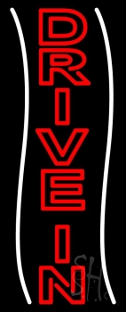 Vertical Red Drive In Neon Sign
