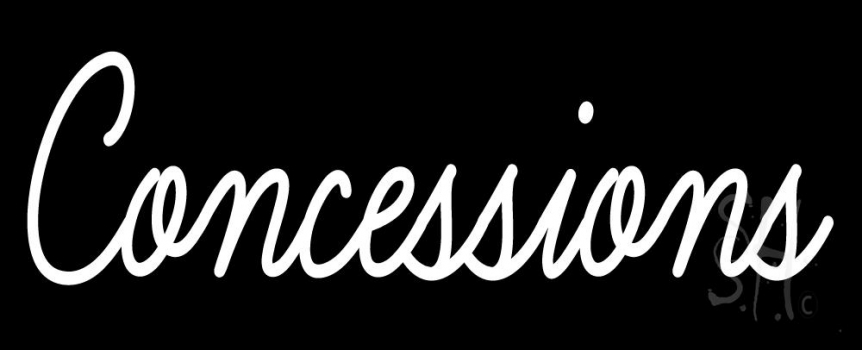White Cursive Concessions Neon Sign