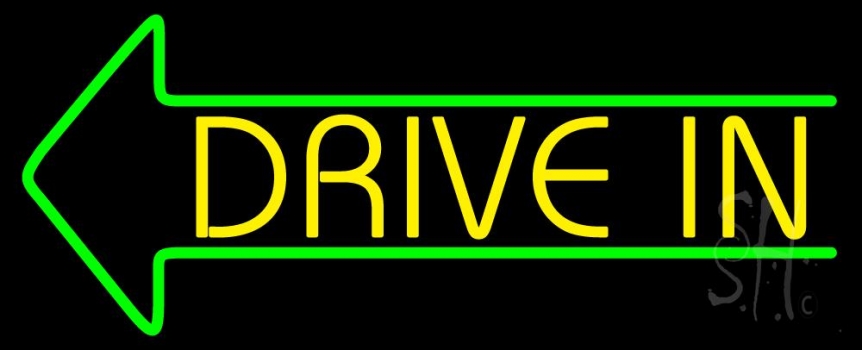 Yellow Drive In Neon Sign