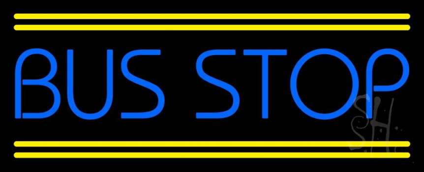 Blue Bus Stop Neon Sign