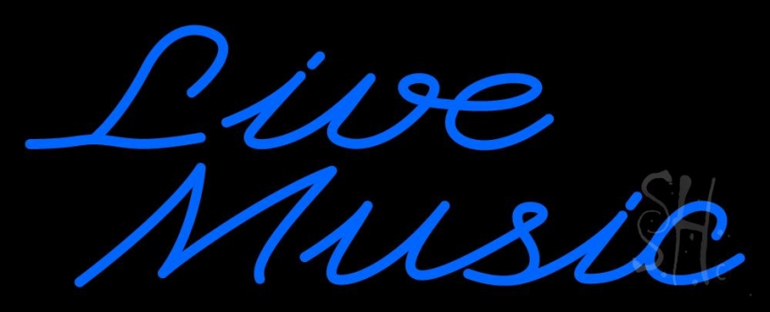Blue Live Music Cursive 1 Neon Sign