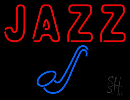 Blue Saxophone Red Jazz Block Neon Sign