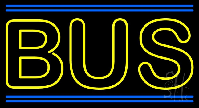 Double Stroke Yellow Bus Neon Sign