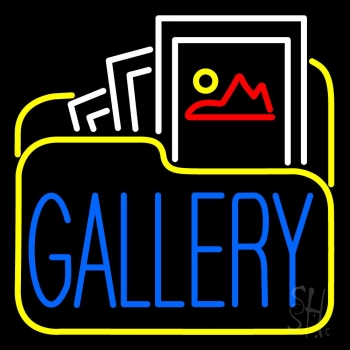 Gallery Icon With Blue Gallery Neon Sign