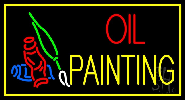 Oil Painting With Logo With Border Neon Sign