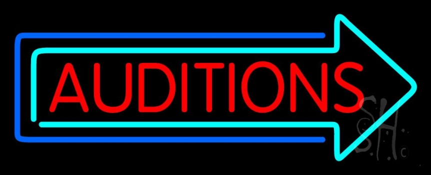 Red Auditions Arrow Neon Sign