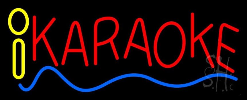 Red Karaoke Blue Line Neon Sign