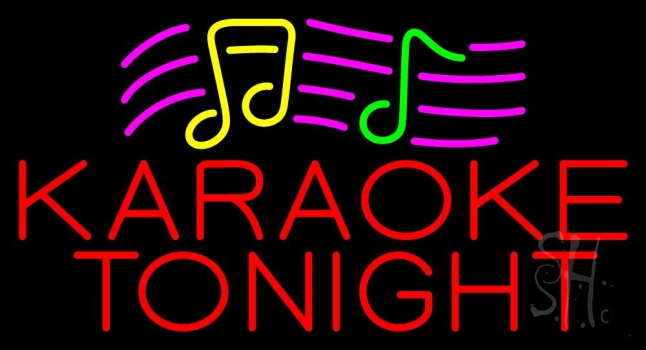 Red Karaoke Night Block Neon Sign