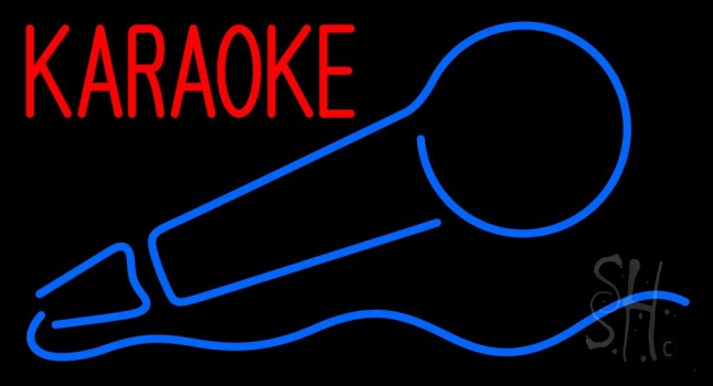 Red Karaoke With Mike Logo 2 Neon Sign