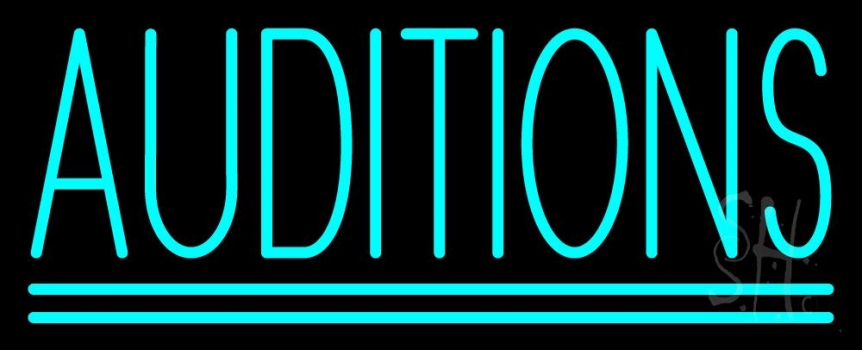 Turquoise Auditions Double Line Neon Sign