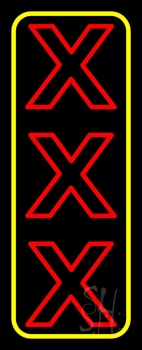 Vertical Xxx With Yellow Border Neon Sign
