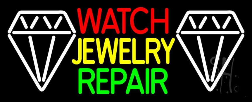 Watch Jewelry Repair With White Logo Neon Sign Jewelry Neon