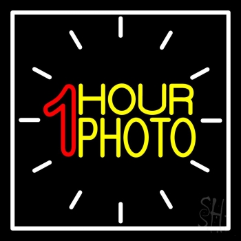 White Border With 1 Hour Photo Neon Sign
