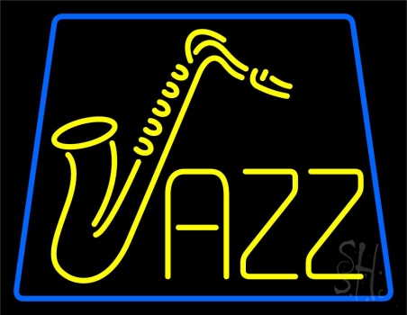 Yellow Jazz With Saxophone 2 Neon Sign