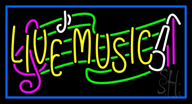 Yellow Live Music Block Neon Sign