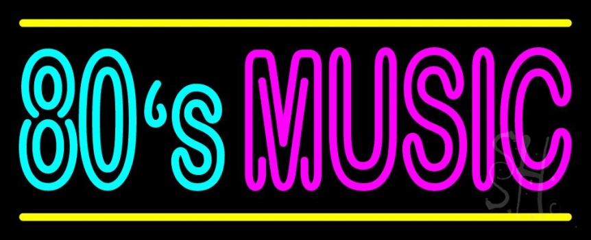 80s Music With Line Neon Sign