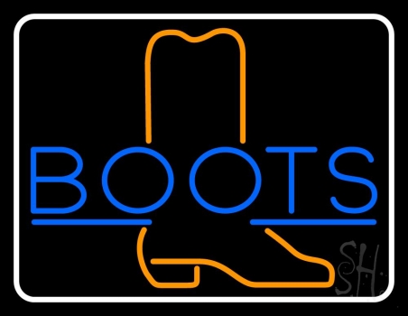 Blue Boots With Border Neon Sign
