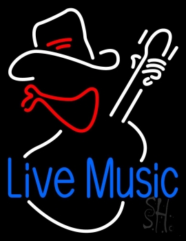 Blue Live Music Block 1 Neon Sign