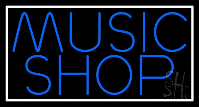 Blue Music Shop Block Neon Sign