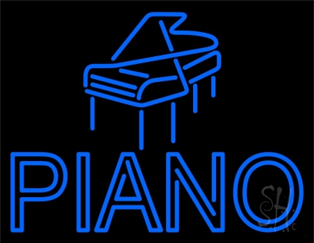 Blue Piano With Logo Neon Sign