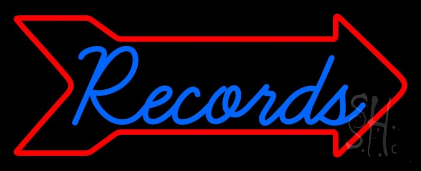 Blue Records In Cursive 1 Neon Sign