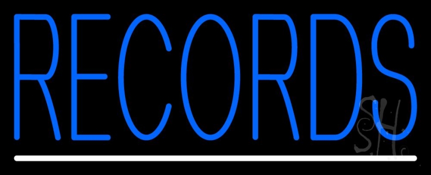 Blue Records White Line Neon Sign