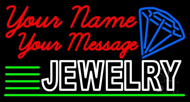 Custom White Jewelry Blue Diamond Neon Sign