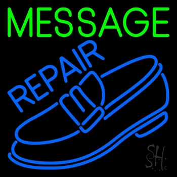 Custom Blue Shoe Repair Block Neon Sign