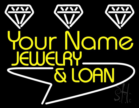 Custom Diamond Logo Jewelry And Loan Neon Sign