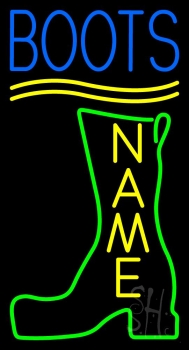 Custom Green Logo Blue Boots Neon Sign