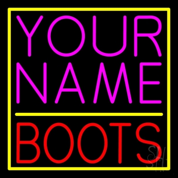 Custom Red Boots With Border Neon Sign