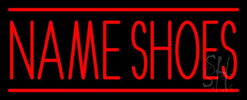 Custom Red Shoes With Red Line Neon Sign