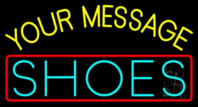 Custom Turquoise Shoes With Border Block Neon Sign