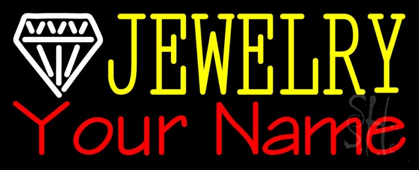 Custom White Diamond Logo With Yellow Jewelry Neon Sign