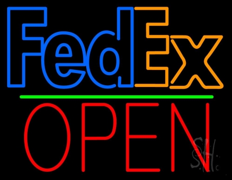 Fedex Logo With Open 1 Neon Sign