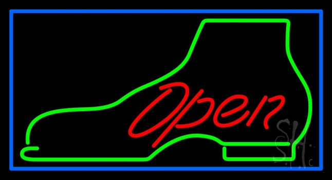 Green Boots Logo Open Neon Sign