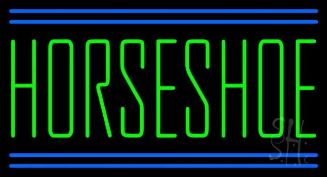 Green Horseshoe Block Neon Sign