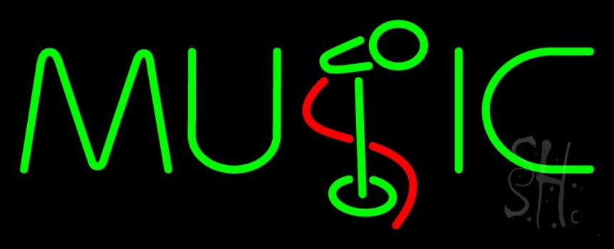 Green Music Mike 1 Neon Sign