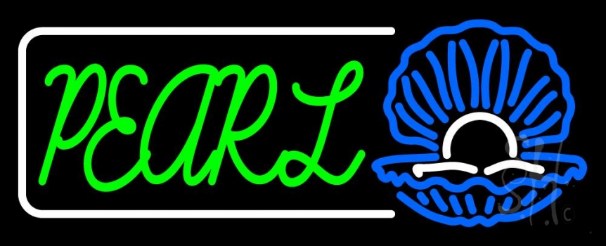 Green Pearl White Border Neon Sign