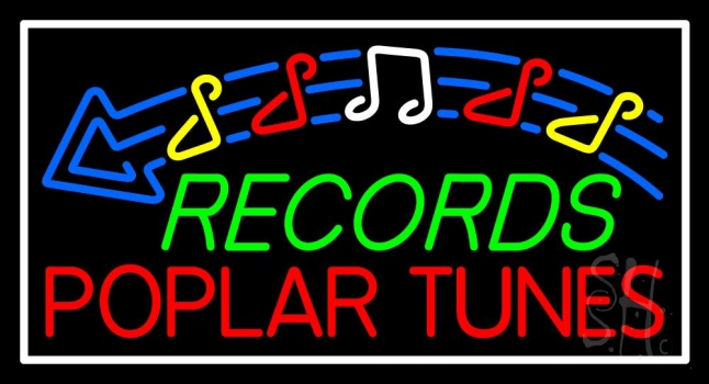 Green Records Block White Border 1 Neon Sign